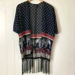 Rue21 Women's Elephant Printed Coverup Kimono Size XS